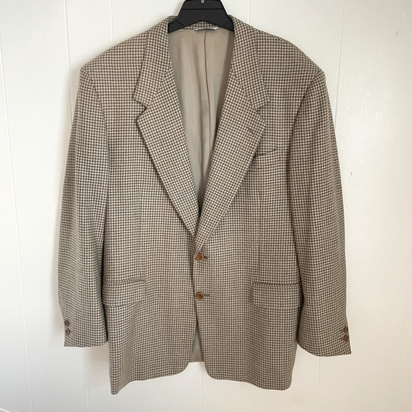 Canali Proposta Men’s 44R Brown Wool Houndstooth Sport Coat Blazer Made in Italy - Picture 1 of 15